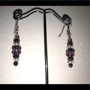 Purple drop earrings